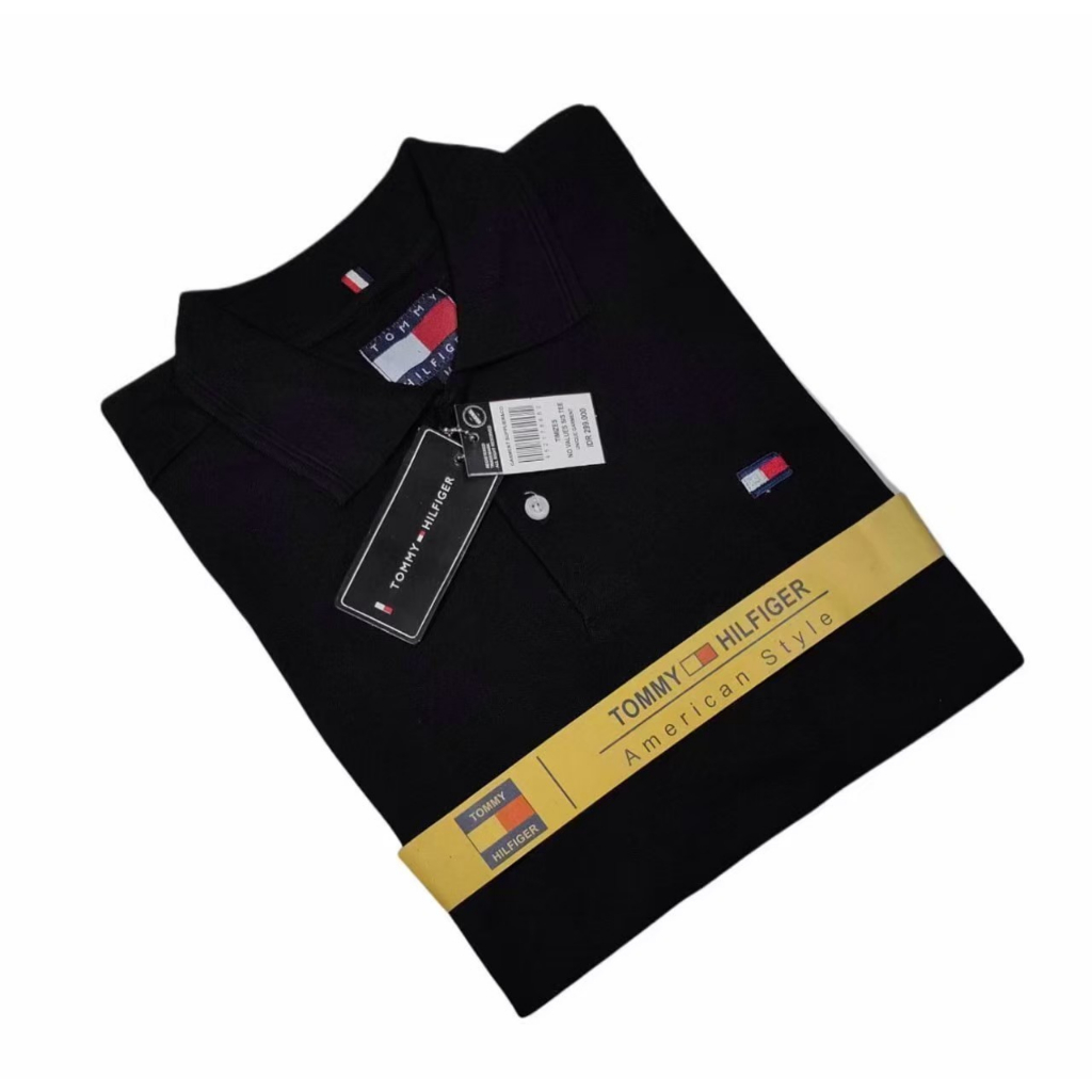 Tommy Hilfiger Tshirt Premium Distro Motif Kerah Kombinasi Baju Kaos Pria Lengan Pendek M.L.XL / TShirt / Kaos Embos