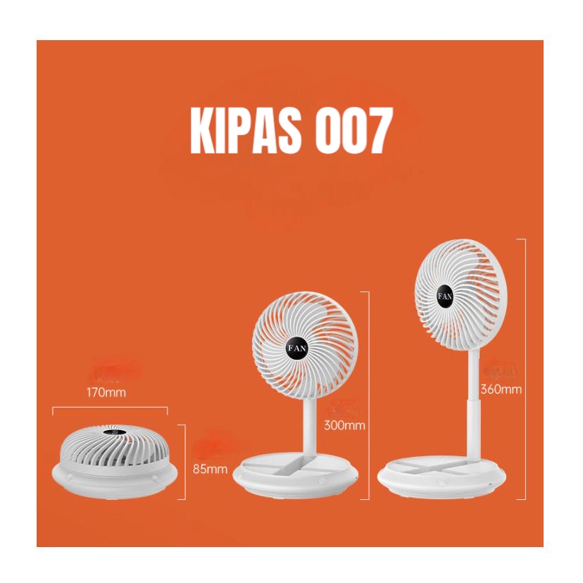 KIPAS ANGIN 007 FASHION PORTABLE FAN 7200 MAH 3 SPEED FOLDING FAN