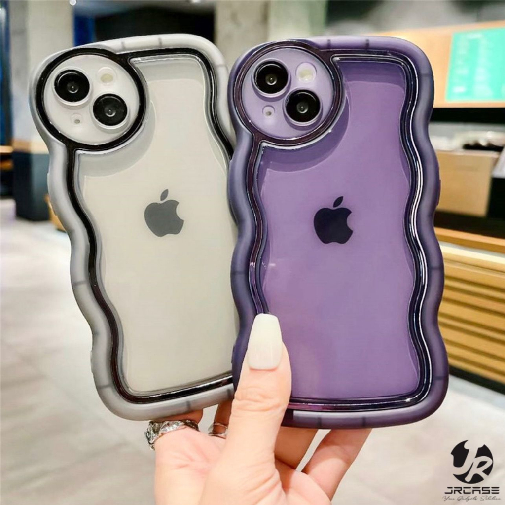 JRCASE Premium Softcase 3D Wave Side + Lensa Camera For iPhone 14 13 12 11 Plus Pro Max Xr X Xs Soft Case Gelombang Lens Kamera Protector Pelindung Kamera Cover Air Bag SILIKON SILICONE Anti Slip Shockproof