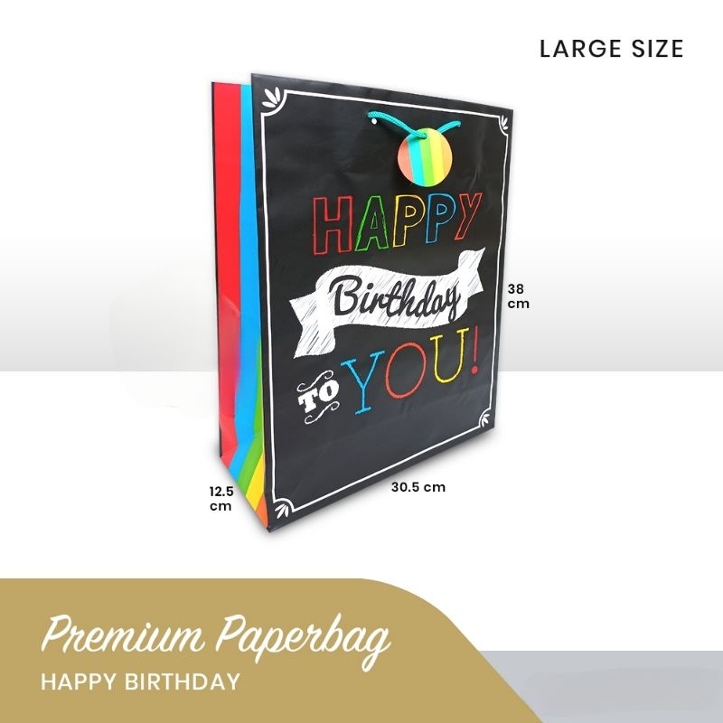 

Paperbag ulang tahun / tas ulang tahun (Large) 30.5 x12.5 x 38cm
