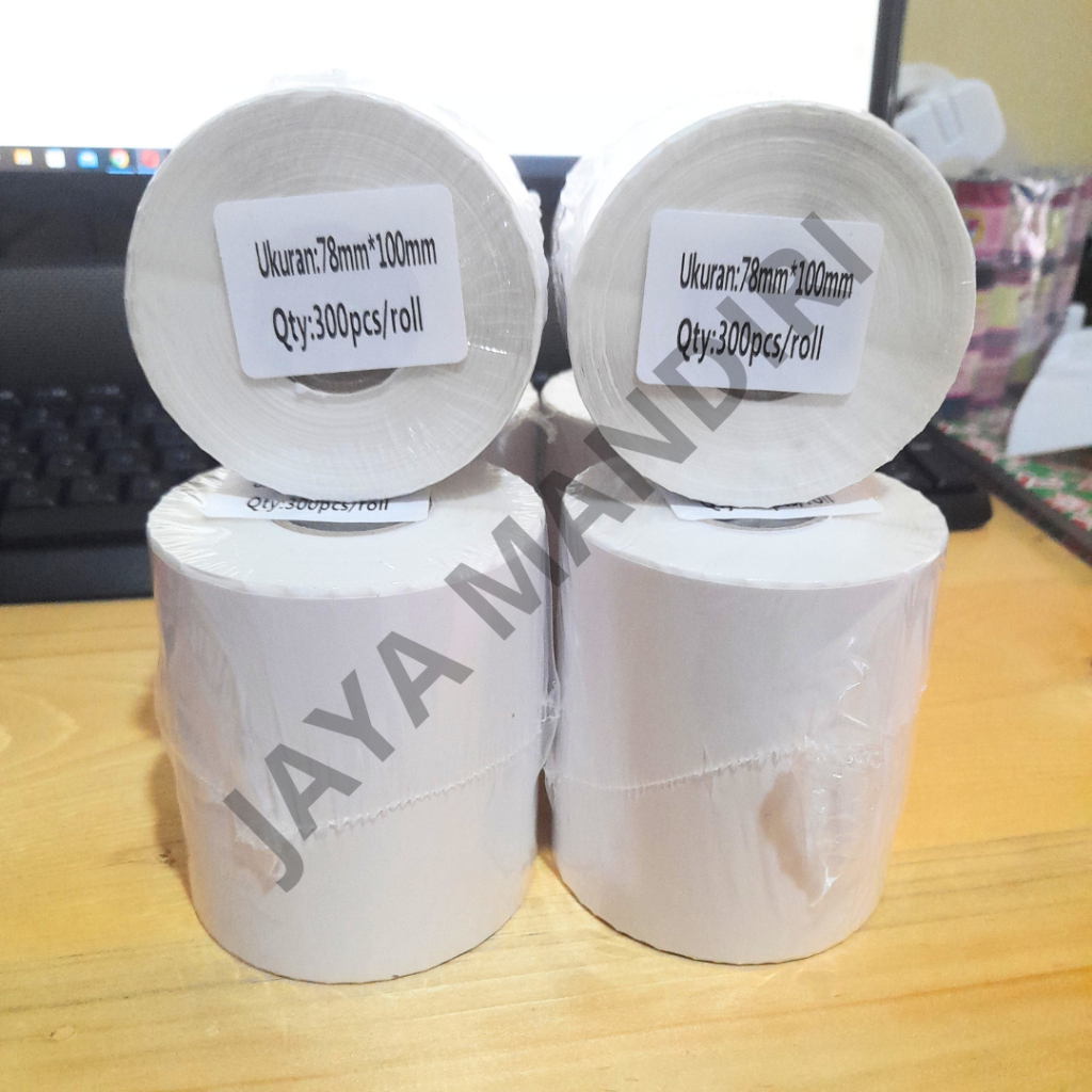 

LABEL THERMAL 78 X 100 KERTAS STICKER BARCODE 78x100 mm Isi 300 Pcs