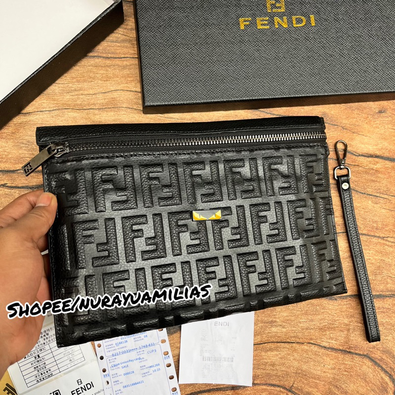 clutch Fendi import kulit asli free box premium Quality clutch pria dan wanita fendi