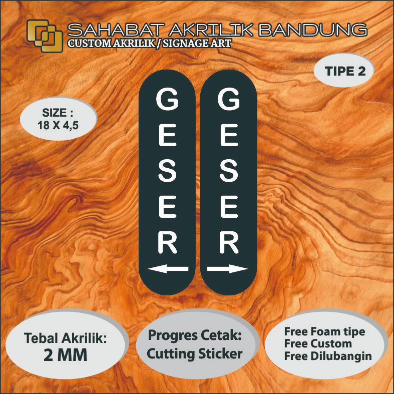

AKRILIK SIGN GESER / SLIDE TIPE 2