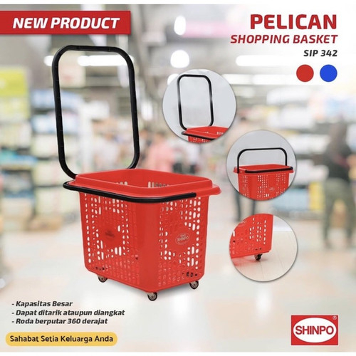 Keranjang Belanja roda Trolley supermarket Flamingo pelican Trolley Shinpo SIP 341 SIP 342 murah