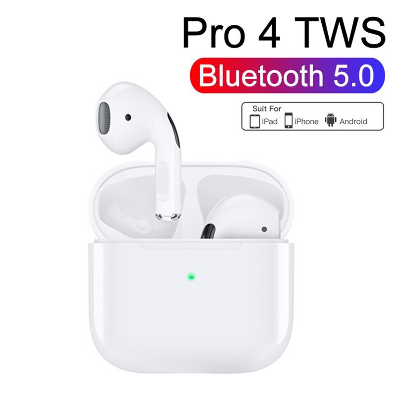 TWS Pro 4 Headset Bluetooth True Wireless Earphone 9D HiFi Stereo Sound Volume  warna random