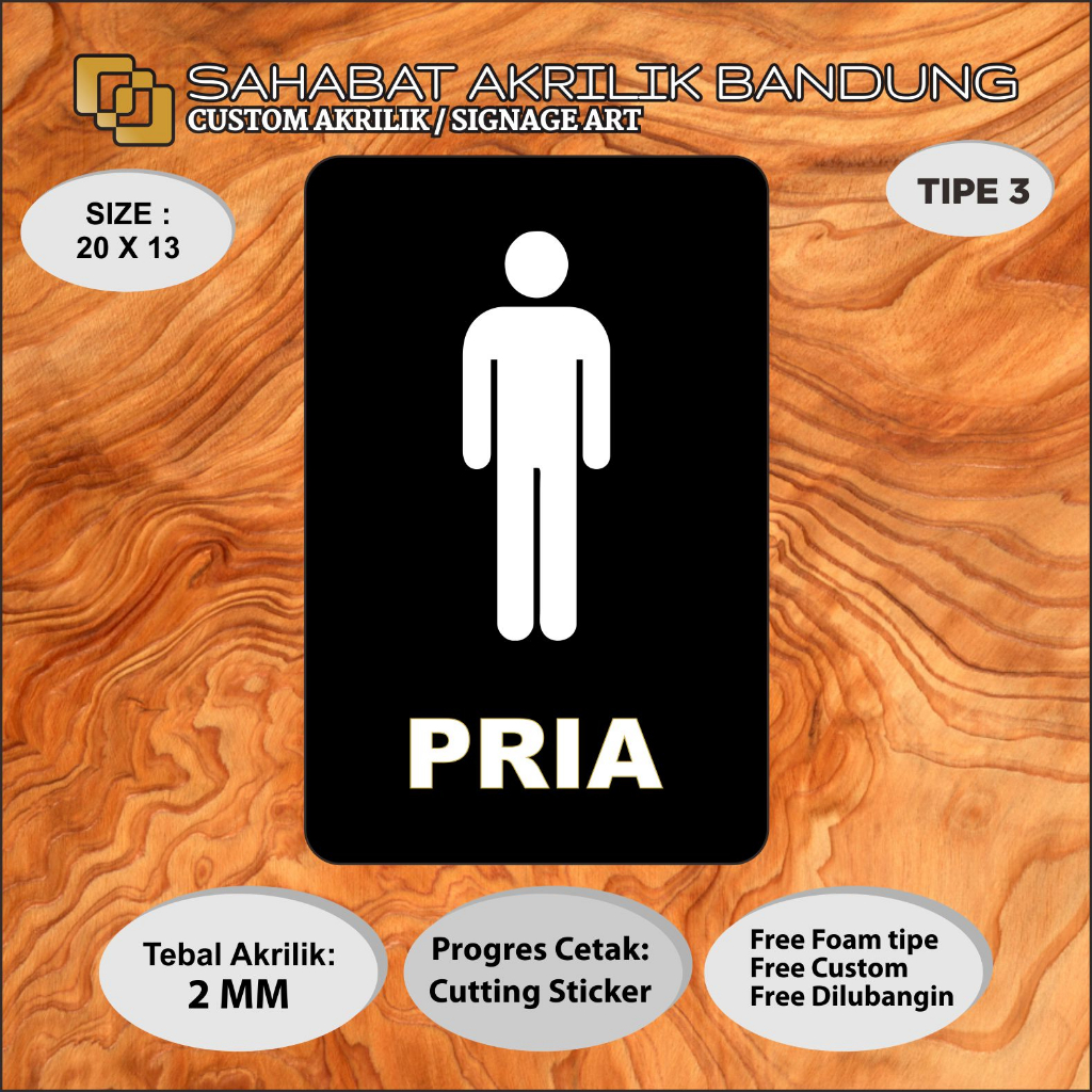 

AKRILIK SIGN ACRILYC TOILET PRIA TIPE 3