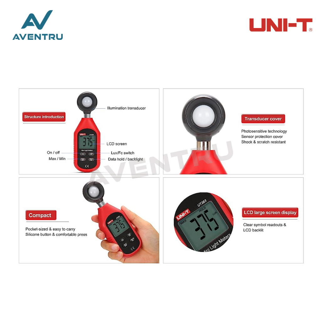 UNI-T UT383 Luxmeter Lux Meter Light Meter Alat Ukur Intensitas Cahaya