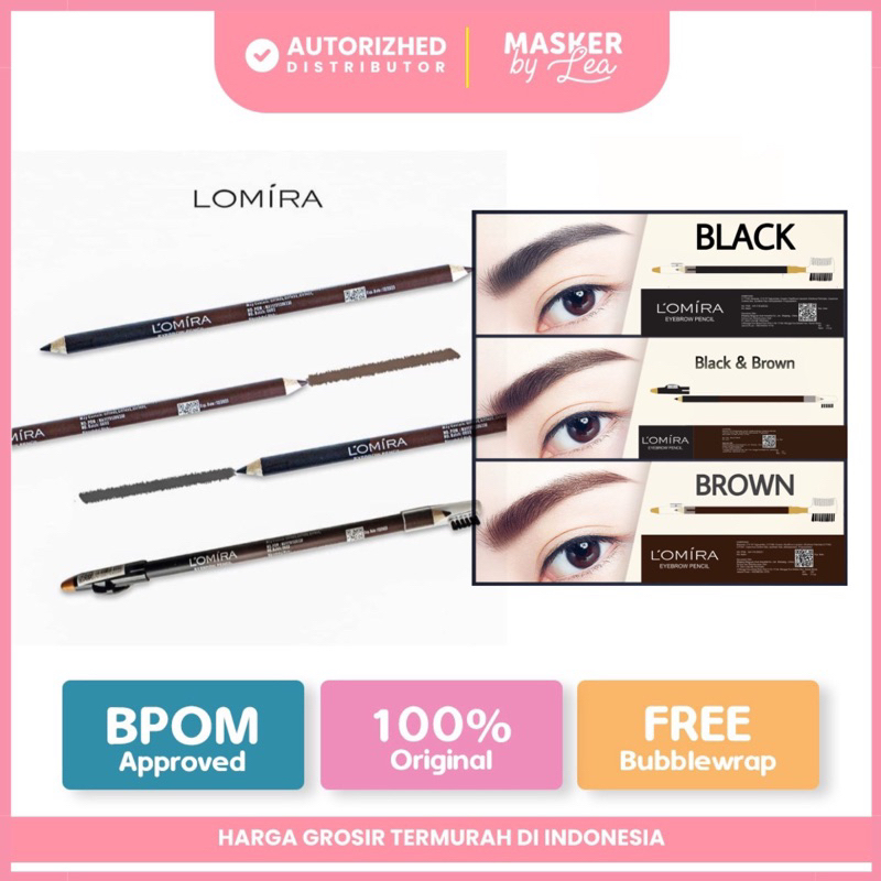 LOMIRA Eyebrow Pensil Alis 2,5 Gr Serutan + Sikat Eyebrow Pencil Make Up BPOM