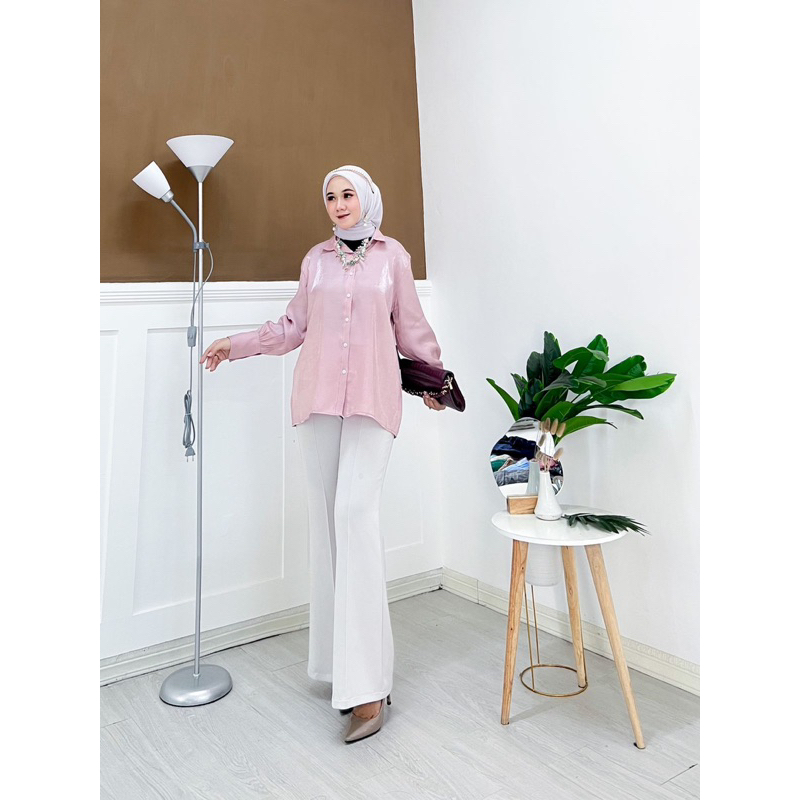 Kemaja Shimmer Top /Kemeja wanita kekinian