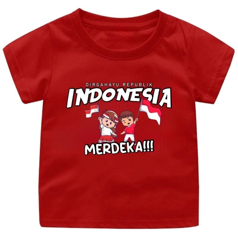 Baju Kaos Anak KEMERDEKAAN INDONESIA Lengan Pendek usia 1-12 Tahun