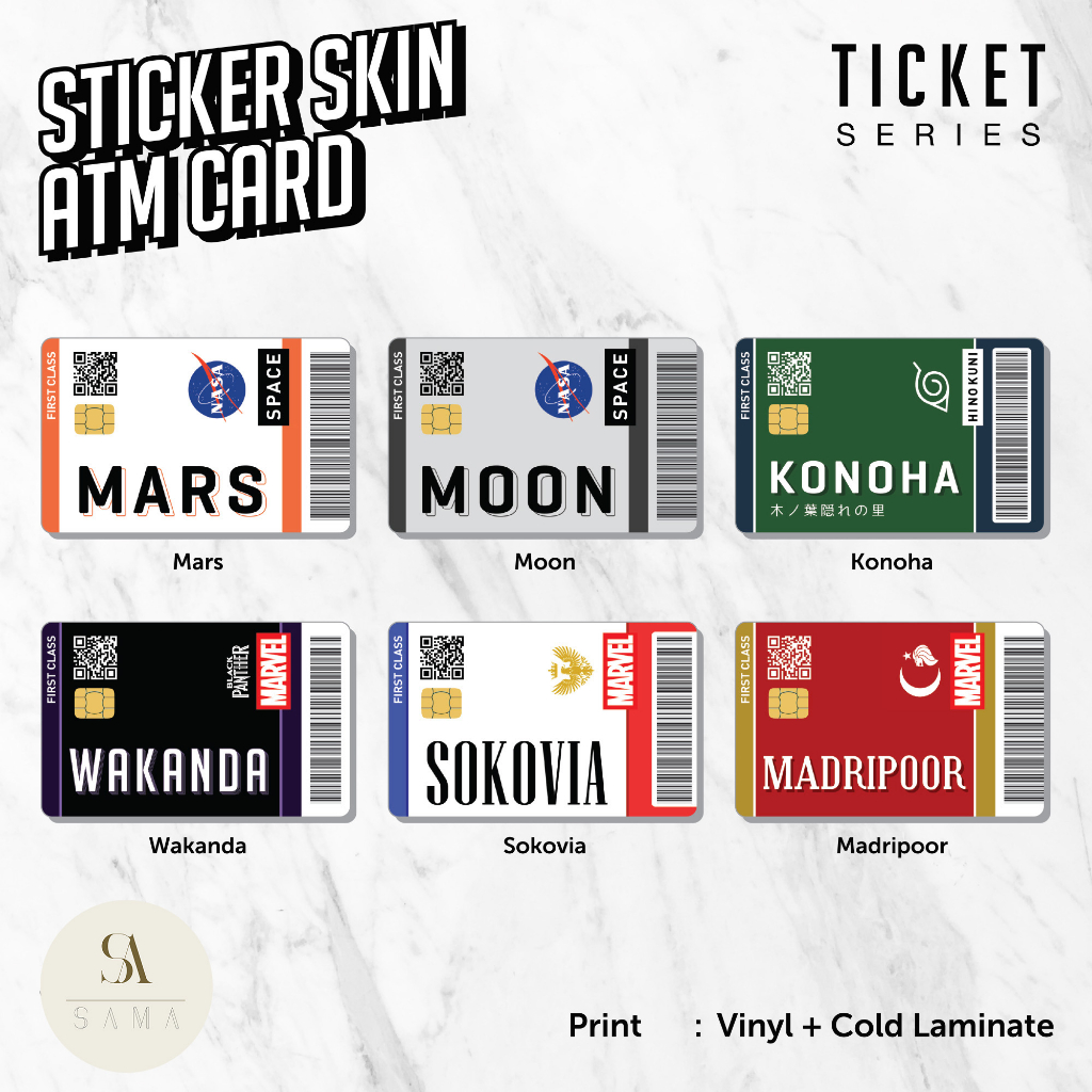 

Ticket Series Sticker Skin Card - Vinyl ATM Debit Credit Emoney, Flazz, Kartu Akses Stiker