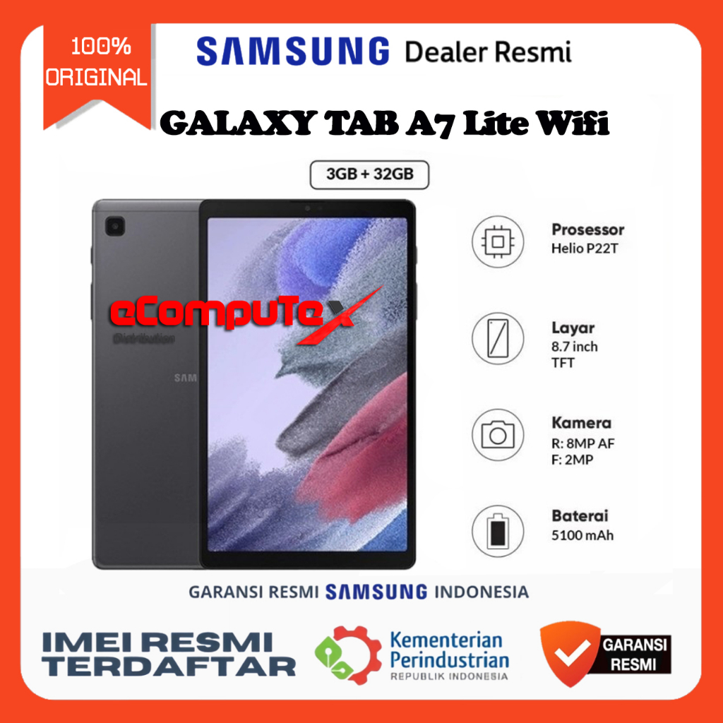 SAMSUNG GALAXY TAB A7 LITE 4 WIFI 3/32 GARANSI RESMI SEIN