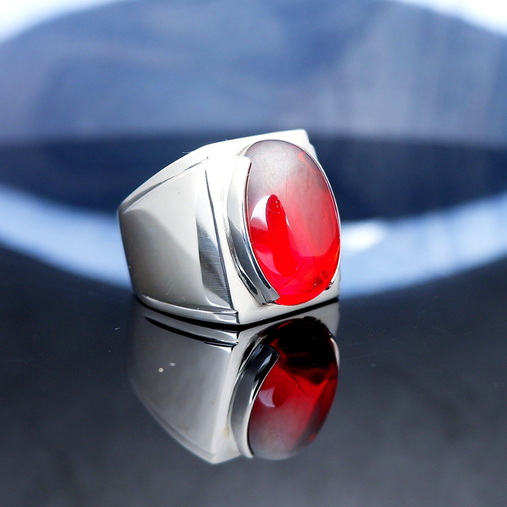 Cincin perak pria ikat batu akik permata custom 141