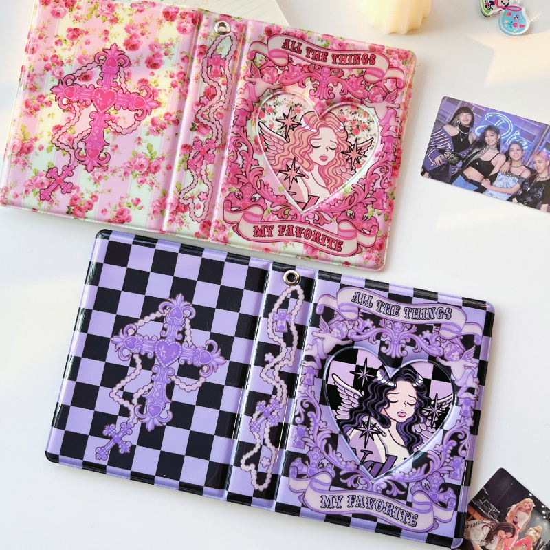 Ins 3Inch Album Foto Berongga Sampul Berongga 80Slot Buku Penyimpanan Kapasitas Besar Kartu Pos Kpop Polaroid Fuji Collect Organizer