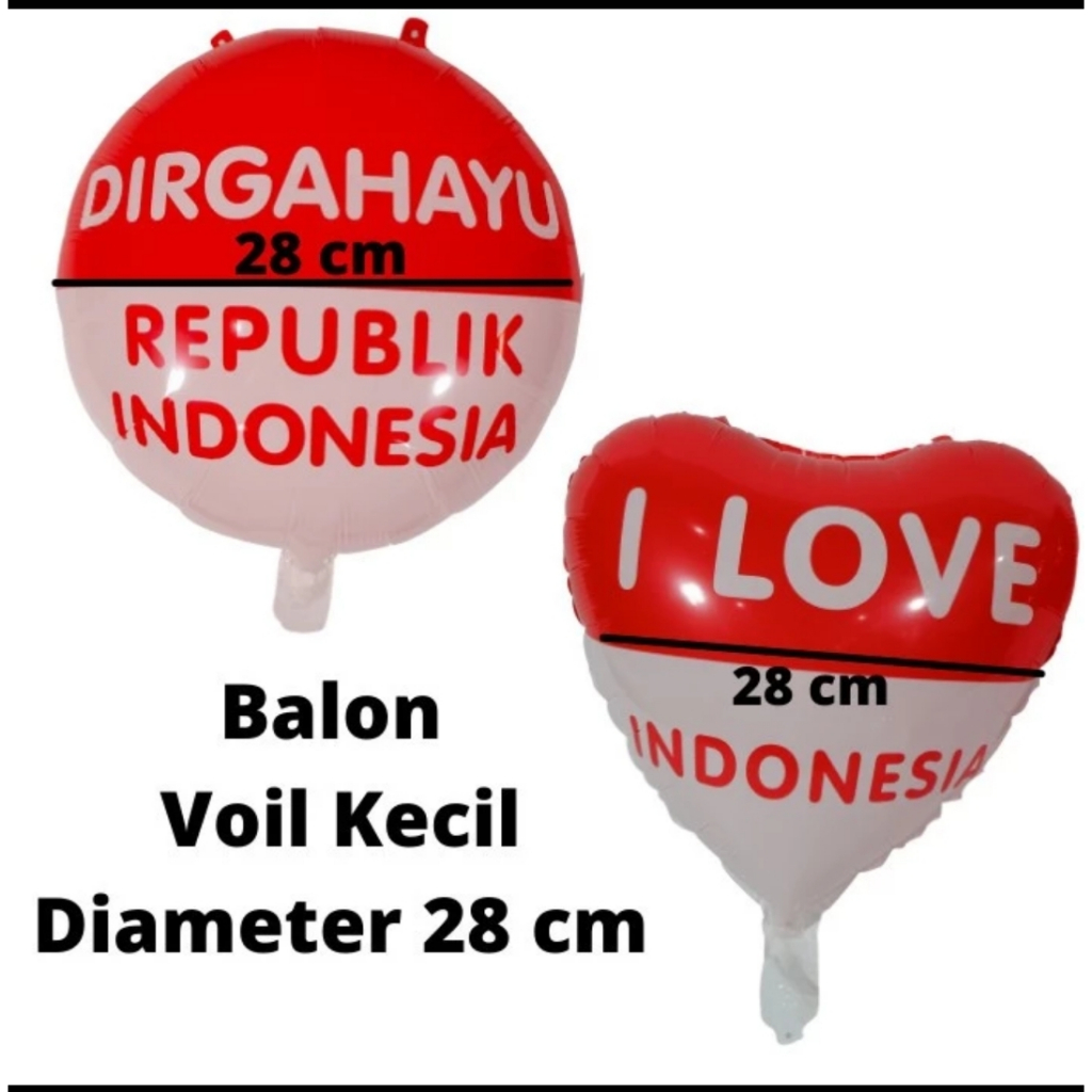 balon foil love / bulat ukuran besar / kecil hut ri dirgahayu 17 agustus kemerdekaan