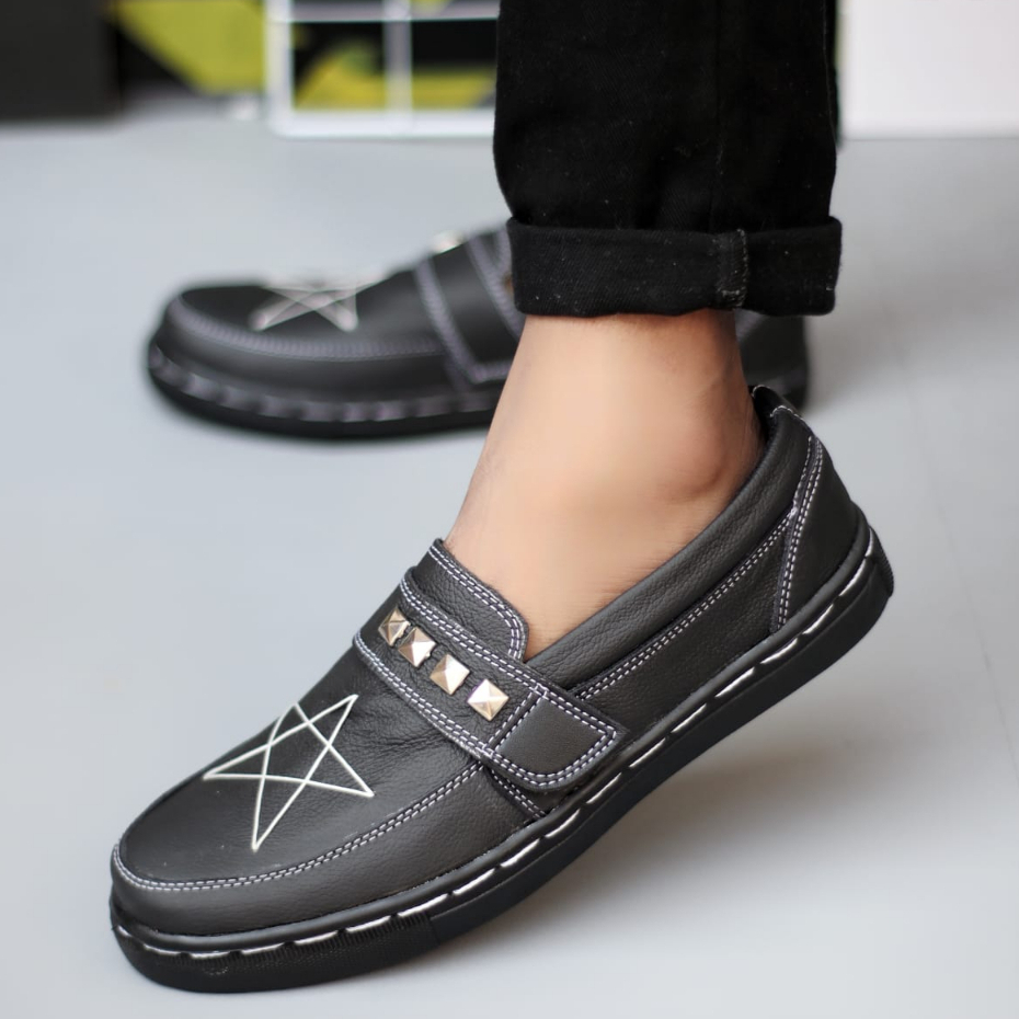 Sepatu Casual Slop Loafers Formal Kulit Pu Kerja Pria