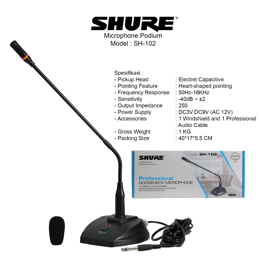 MIC MEJA SHURE SH-102 MIC PODIUM CONFERENCE