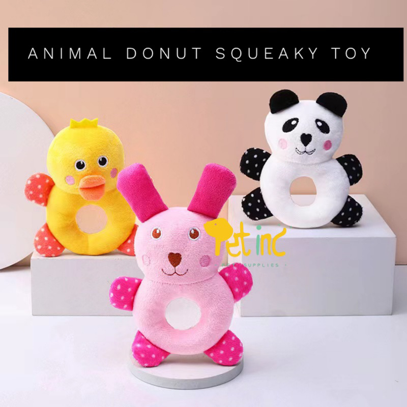 Animal donut squeaky toy