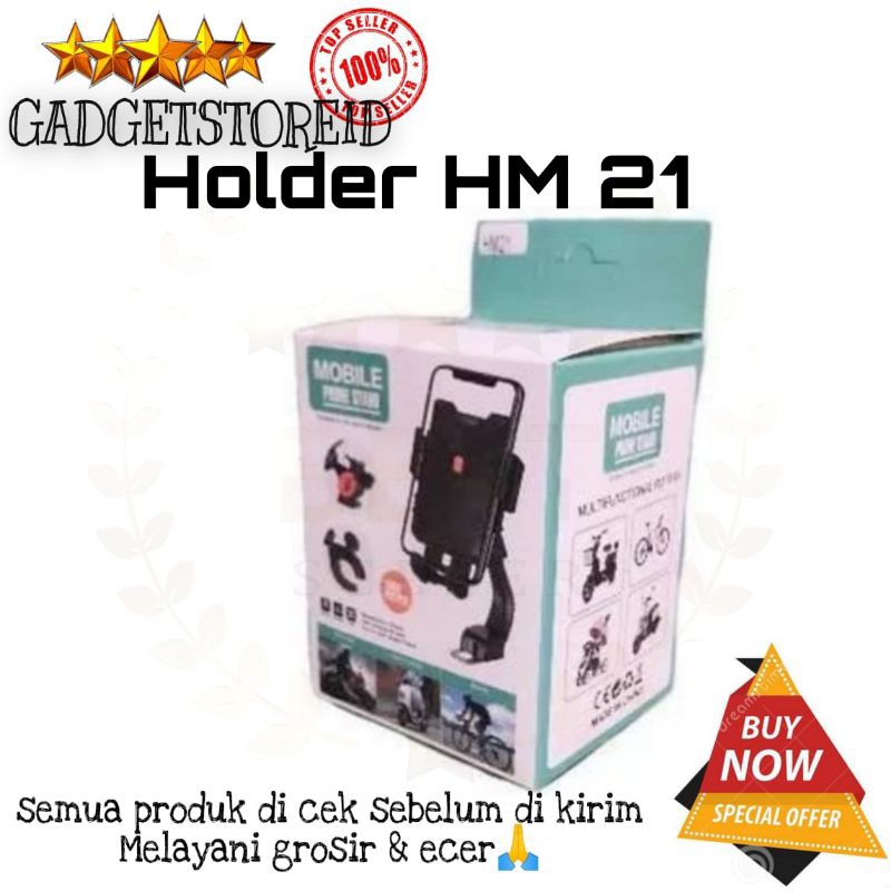 GG - Folder Stand Sepeda Motor HM-21 Penyanggah / Dudukan Hp Pada Spion Motor Bahan Perbaduan Besi+K