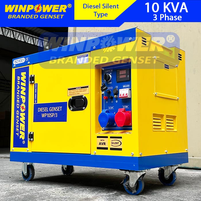 Genset Winpower 10 KVA Silent Diesel 3 Phase WP10SP/3 Electric Starter BBM Solar