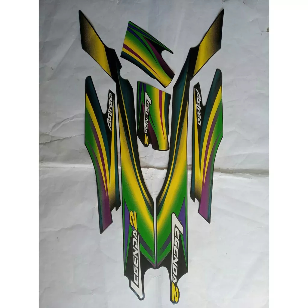 stiker striping honda astrea legenda 2 2002 hitam hijau lis body original