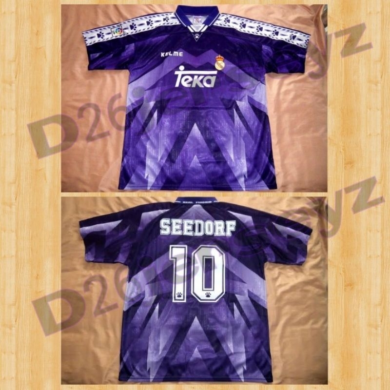 Jersey RETRO Real Madrid Away 1996 / 1997 + Cetak Nama Nameset Font RETRO + Patch