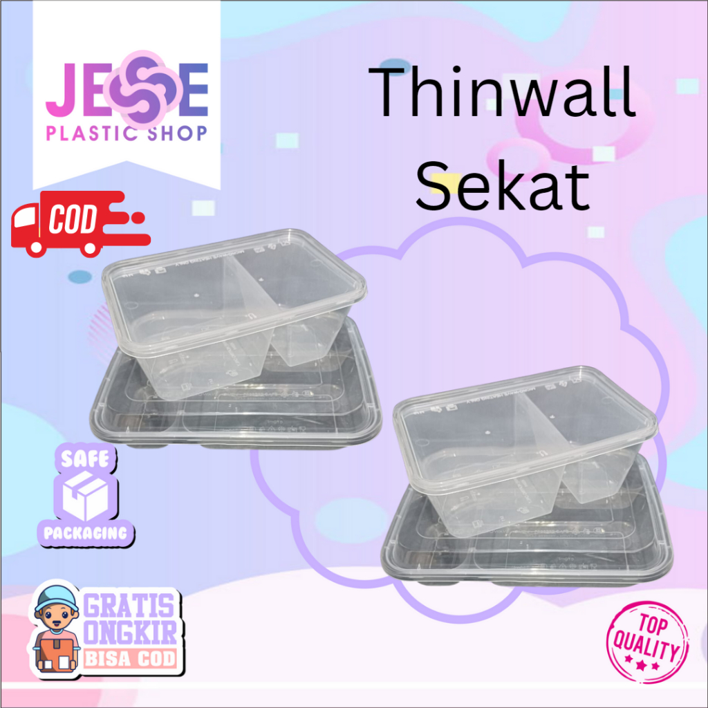 Thinwall 4 Sekat Dome | Thinwall Sekat 2 | Kotak Makan 4 Sekat | Thinwall Bento 4 Sekat | Thinwall V