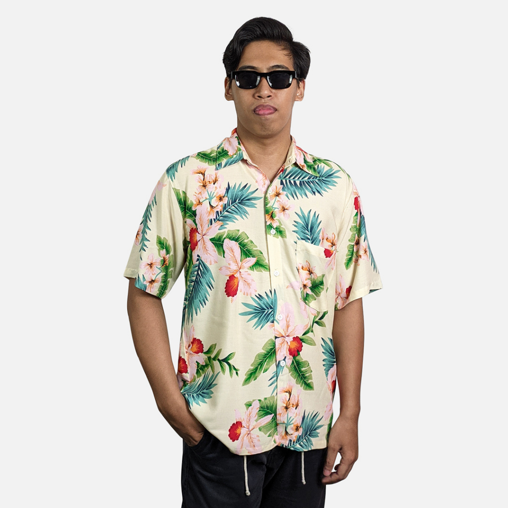Baju Pantai Casual - Kemeja Pantai Pria Warna Putih Size L-XXL