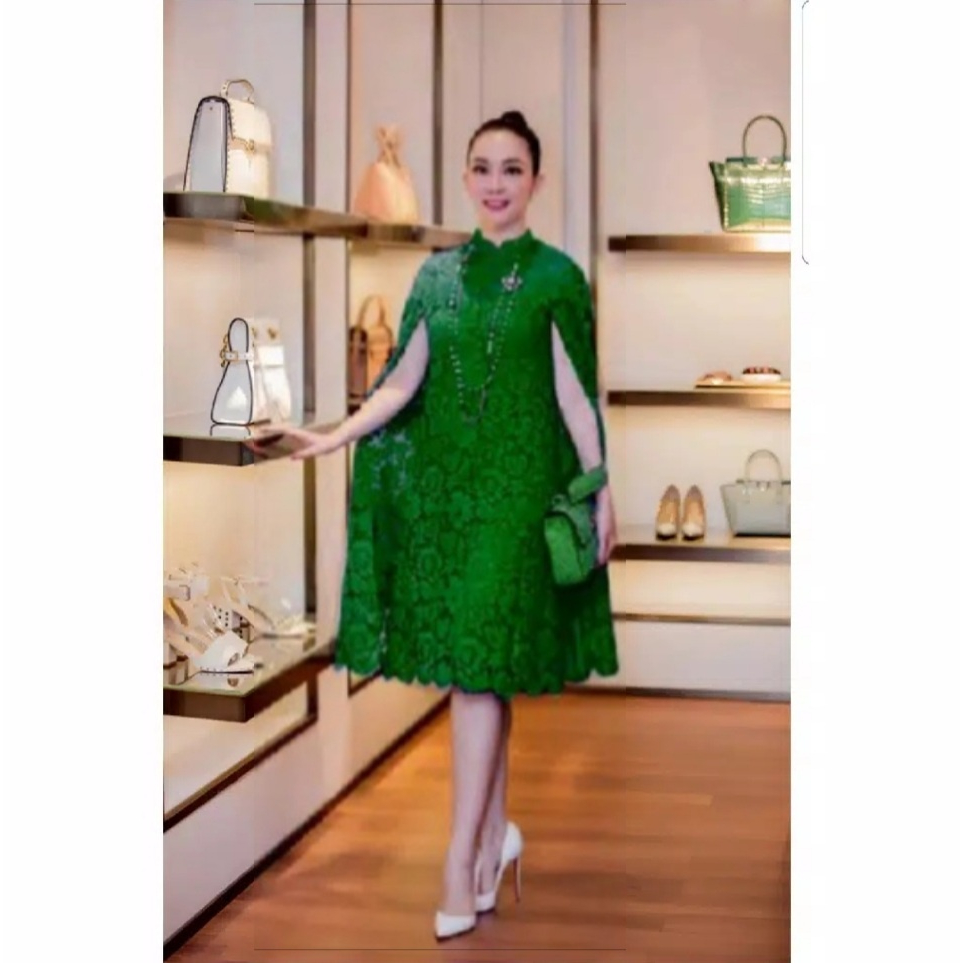 Baju Pesta Wanita Kondangan Dress Brukat Tile Mewah Brokat Batik Modern Gaun Pesta Kantoran Baju Nat