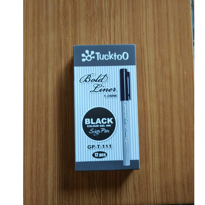 Pena Tulis TUCKTOO GP-T-111 Bold Liner 1.0mm Signature Pen Per Pak Isi (12 Pcs) - Black