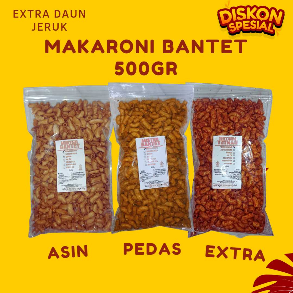 

Grosir Makaroni Bantet 500gr - Mister bantet Tasikmalaya