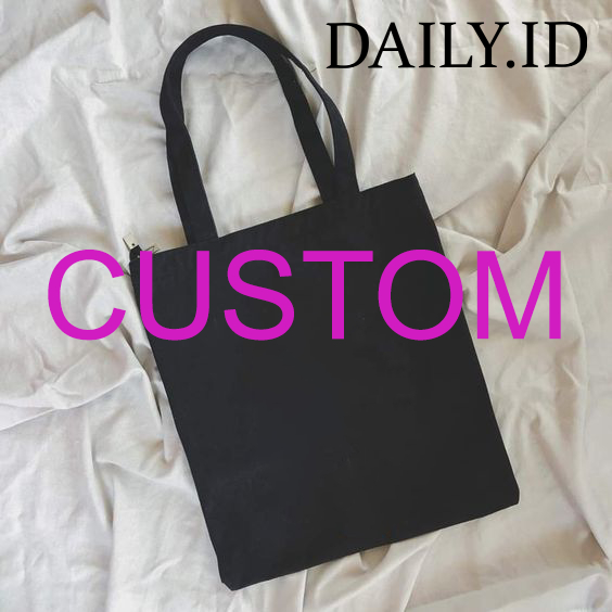 TOTEBAG HITAM CUSTOM MURAH!!!!