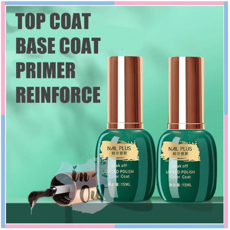 CHARZIEG Top Base Coat Primer Reinforce gel Kutek gel polish UV LED lamp 15ml kutek perawatan kuku