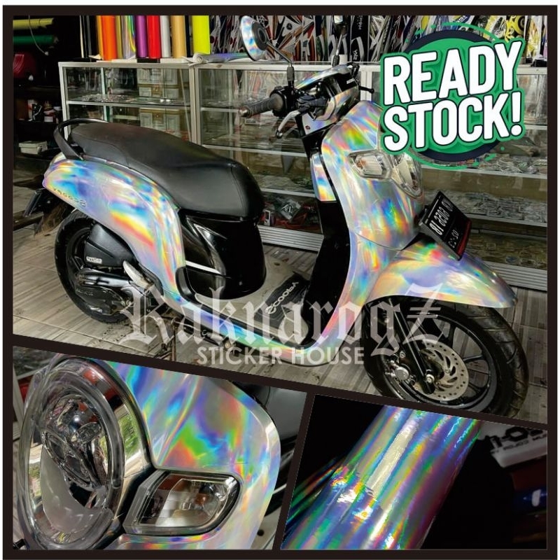 Stiker Skotlet Hologram Putih Chrome