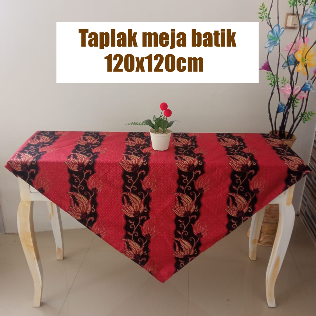 Taplak Meja Tamu Batik Kain Katun Ukuran 120x120cm Dekorasi Ruang Tamu Rumah Sekolah Kantor