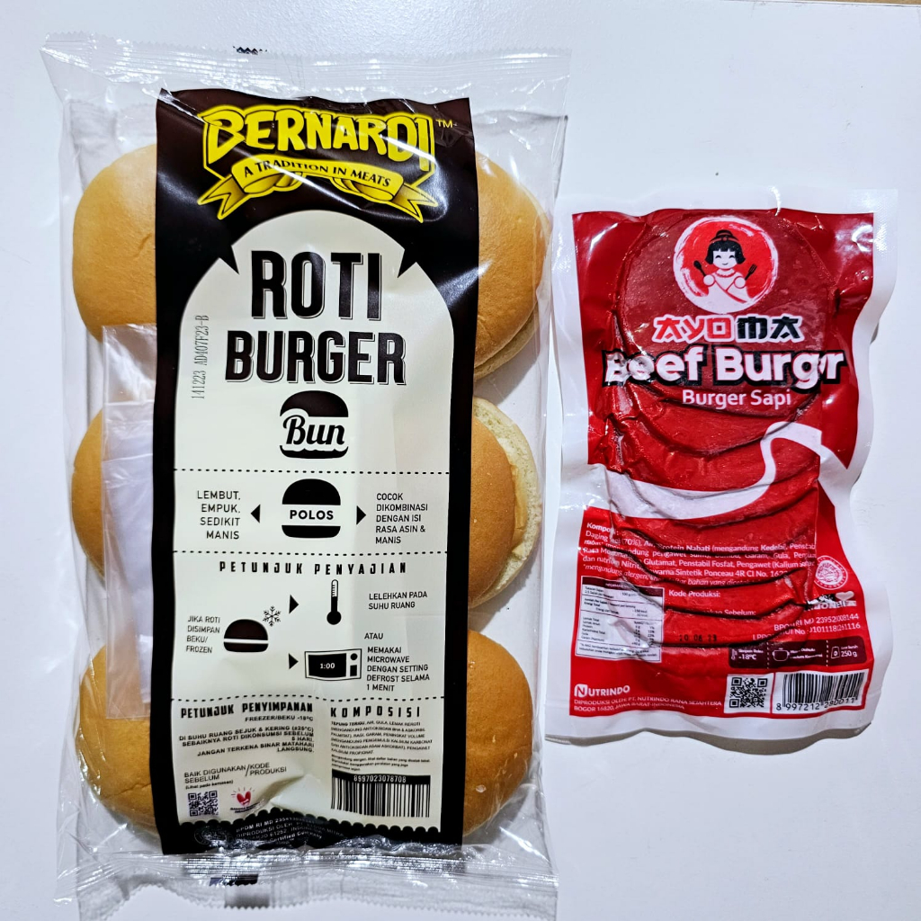 

(PAKET) BERNARDI burger polos + AYOMA isian burger 10s