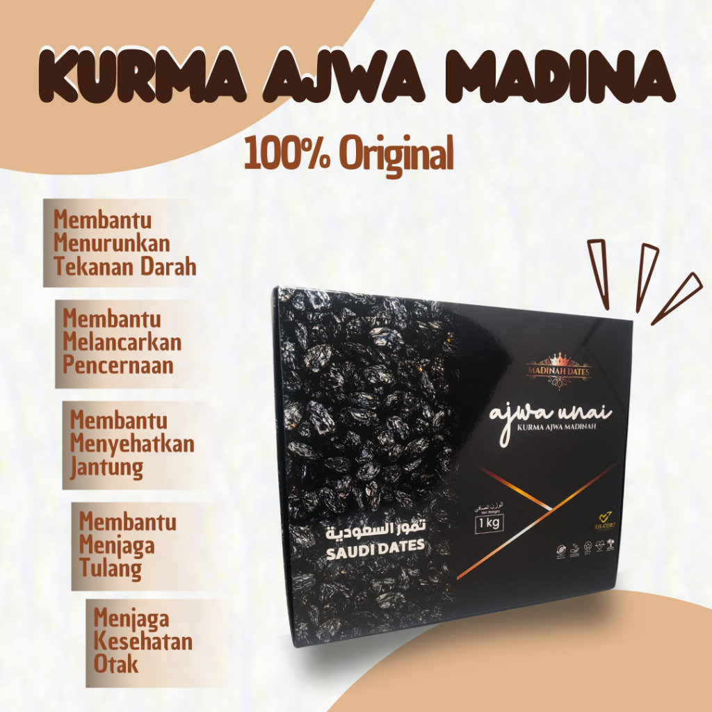 

Kurma Ajwa Aliyah 1 Kg / Dates Unai Organic