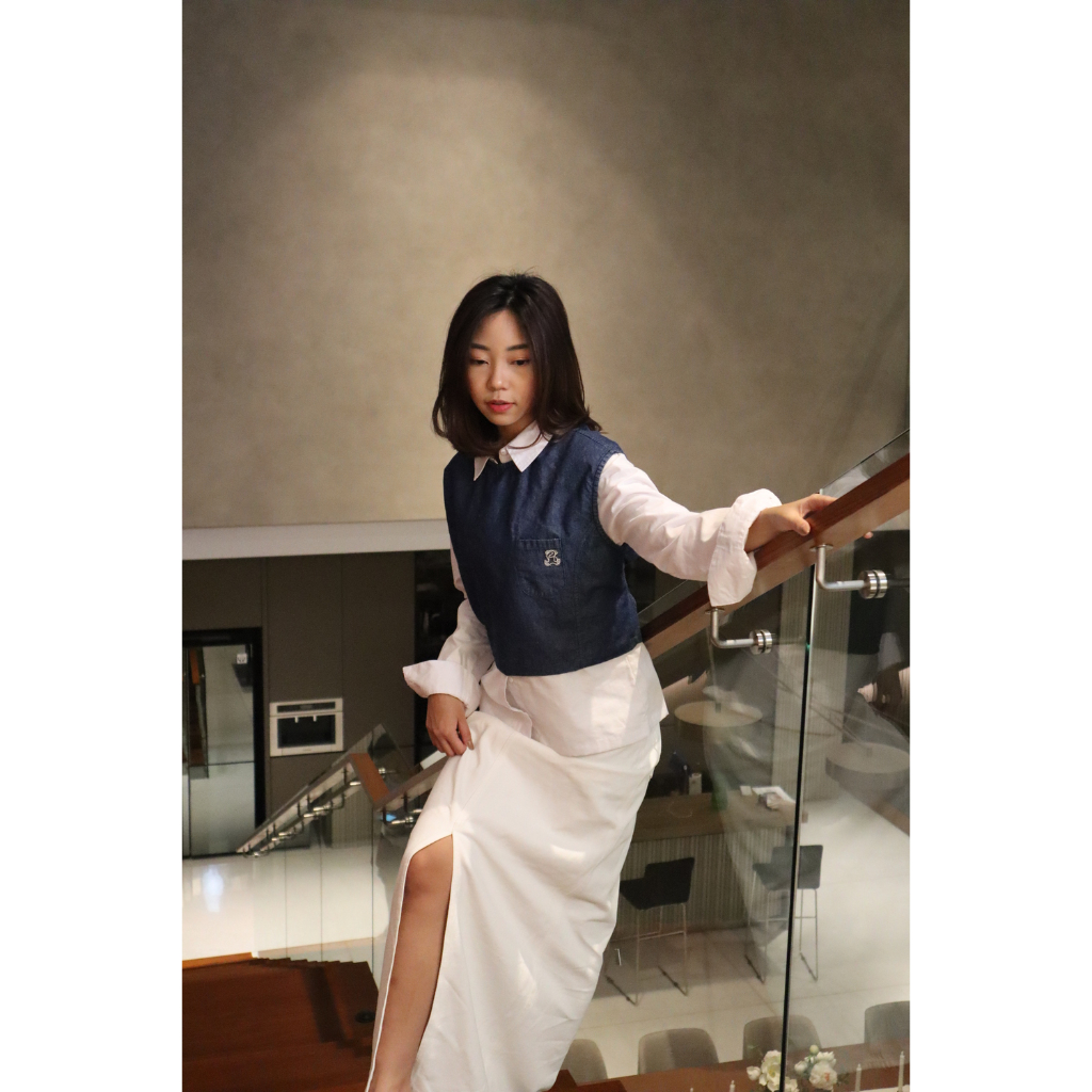 Kemeja Set Rompi Soft Jeans Wanita Missty Freeteen (Kalmia 206)