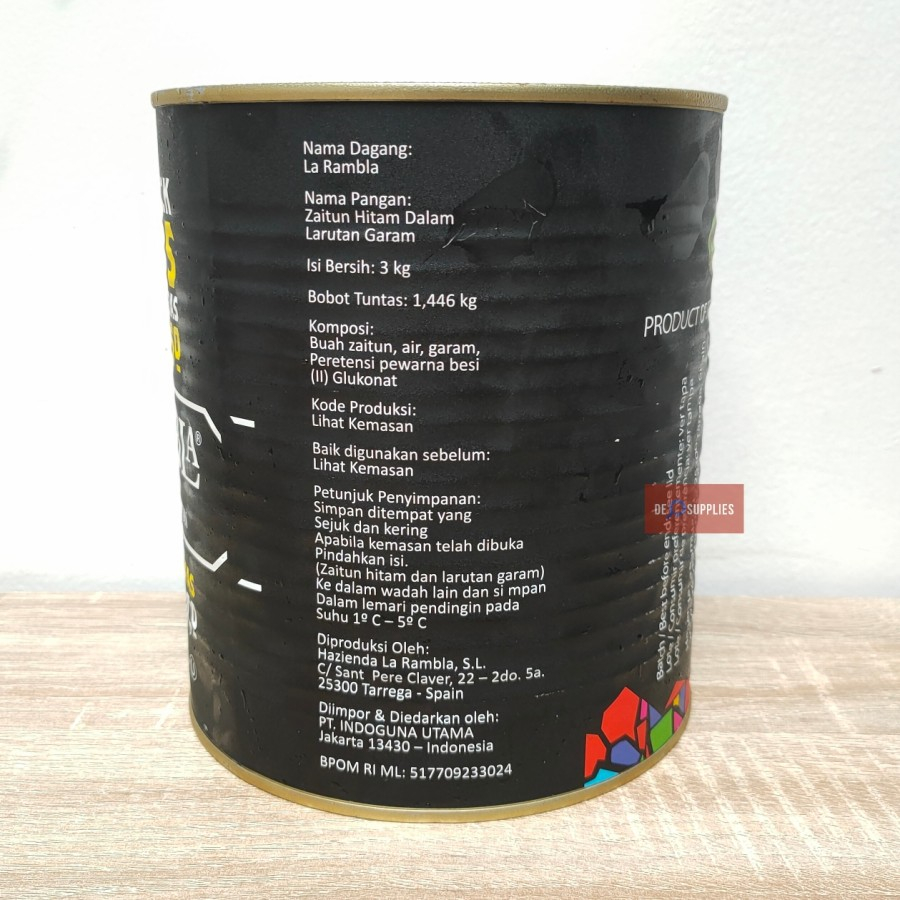 

QH La Rambla Pitted Black Olives 3kg - Buah Zaitun Olive Hitam Spain