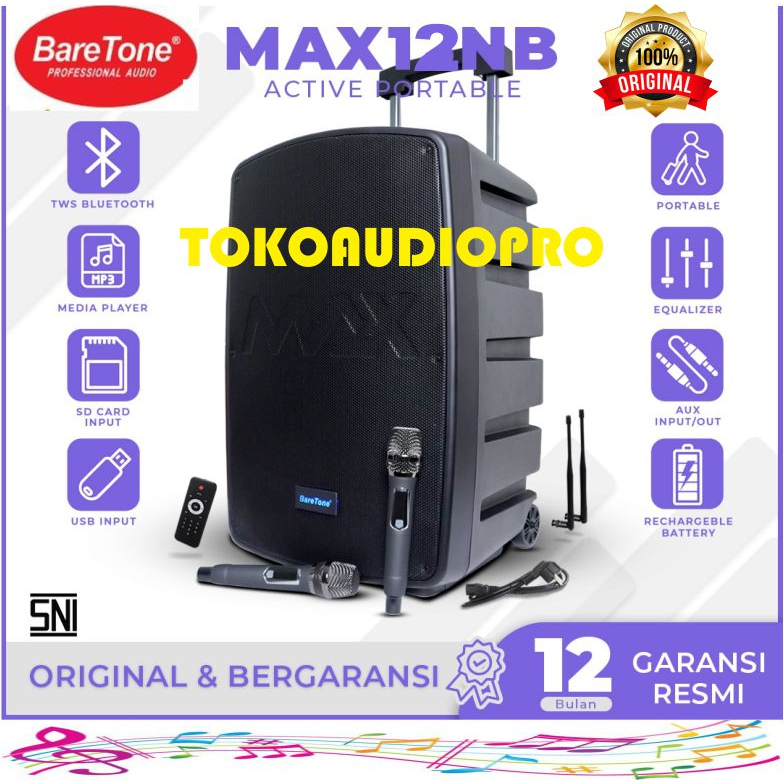 Speaker Portable Baretone MAX12NB 15" Speaker Baretone Max-12NB