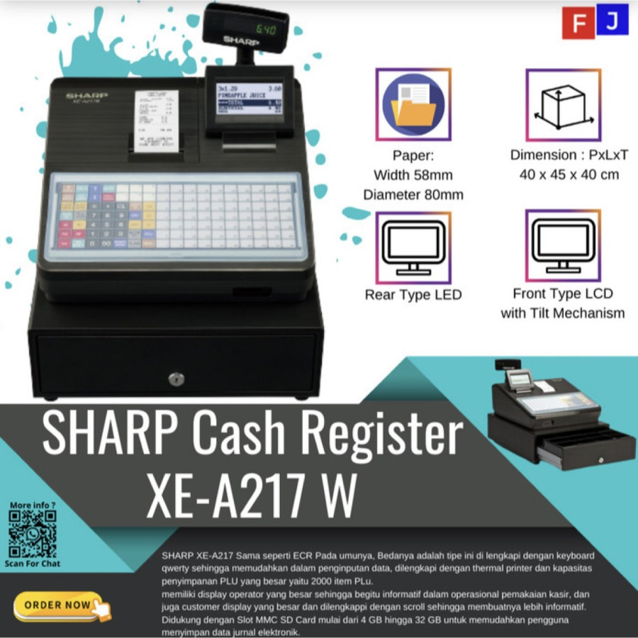 Sharp xe 217 | mesin kasir sharp | cash register
