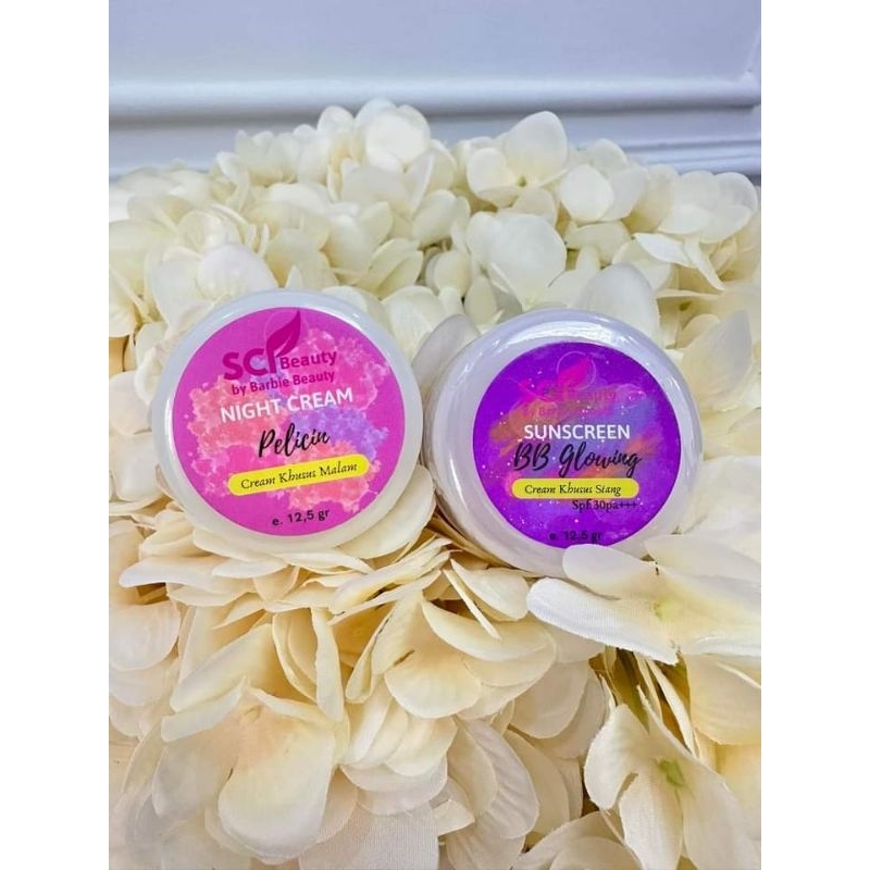 SEPAKET SALEP PELICIN SIANG MALAM SUNSCREEN BB GLOW SUNSCREEN SCI BEAUTY BARBIE BEAUTY ORIGINAL BPOM