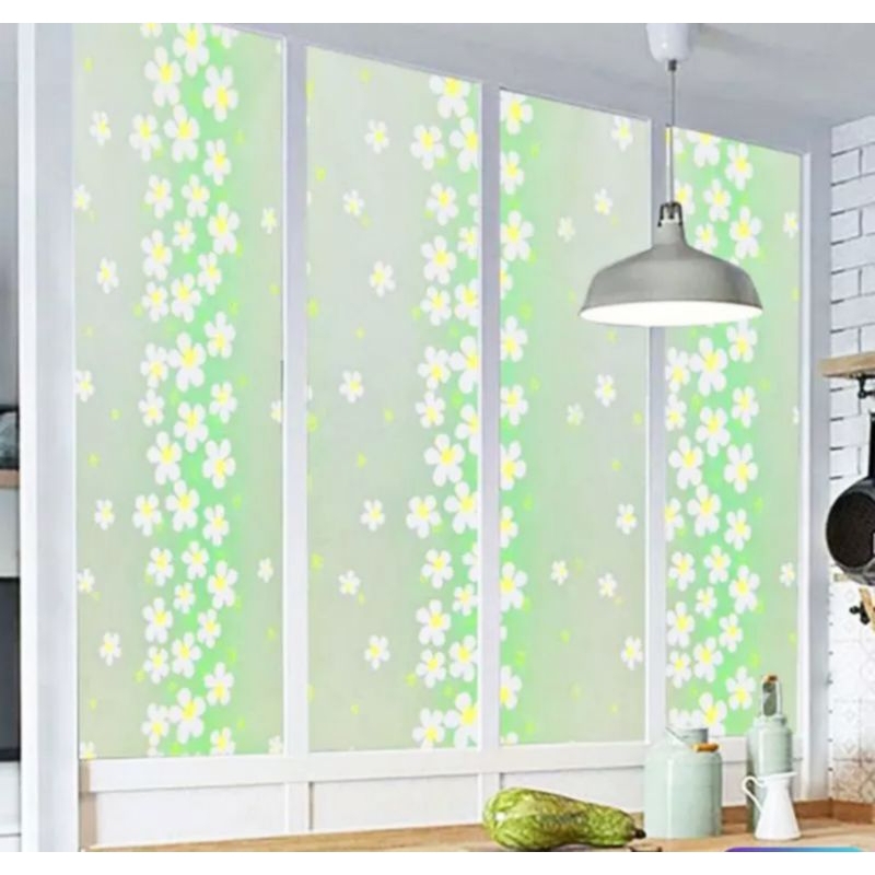STIKER KACA JENDELA MOTIF BUNGA HIJAU / STIKER KACA FILM / STIKER JENDELA