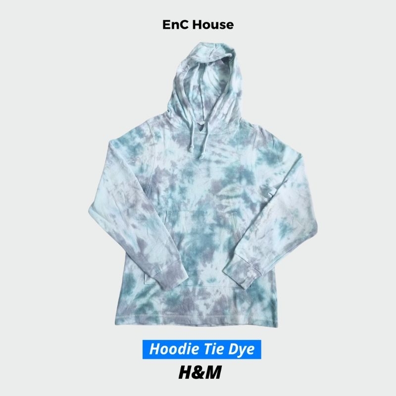 JAKET JACKET WHITE AND TOSCA TIE DYE HOODIE H&M ORIGINAL TERBARU MODERN MURAH