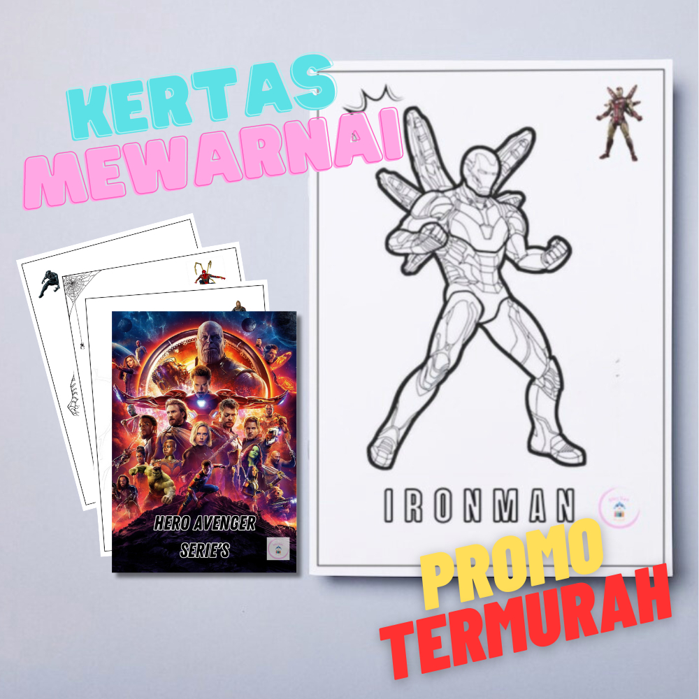 

KERTAS MEWARNAI GAMBAR EDISI HERO MARVEL SERIE 1 ukuran A4 untuk Anak PAUD TK Dan SD PROMO TERMURAH !!