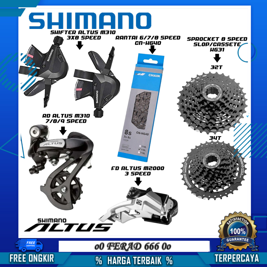 Mini Groupset Shimano 7/8/9 Speed Altus/Acera/Alivio Untuk Sepeda Lipat MTB Minion