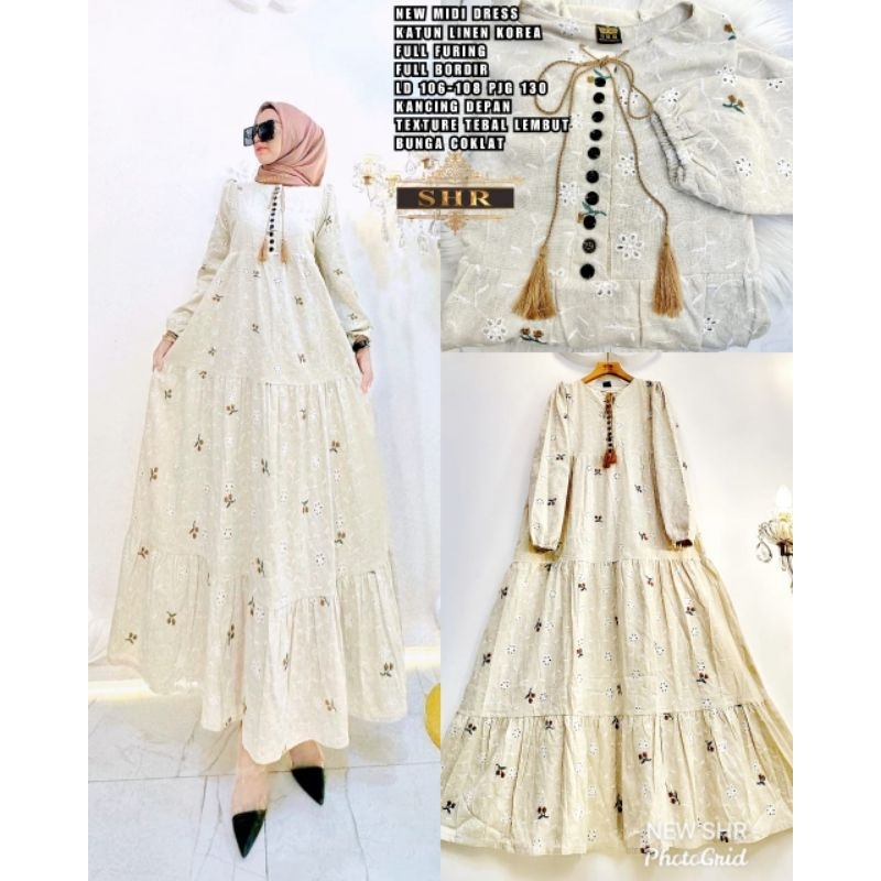 midi dress linen shr