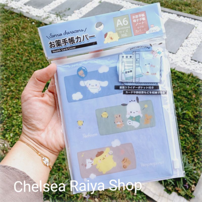 

Sanrio Characters Sampul Plastik Kartu Health Card Cover A6 10,5x14,8cm Cinnamoroll Pom Pom Purin Pochacco Kawaii Original Japan