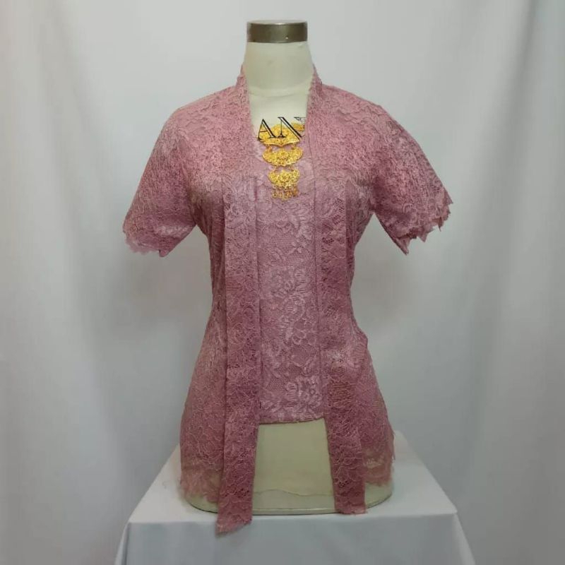 Realpict Atasan kebaya kutubaru lengan pendek//brukat pendek premium//kebaya brukat full puring