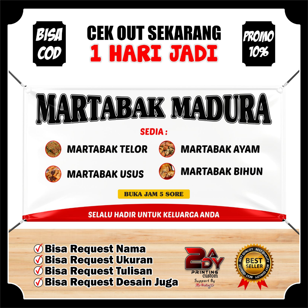 Cetak Spanduk Martabak Madura Manis & Telor Bisa Custom